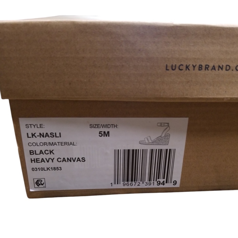 Lucky Brand Black Nasli Espadrille‎ Wedge Slingback Sandal Size 5M NEW - Picture 11 of 11